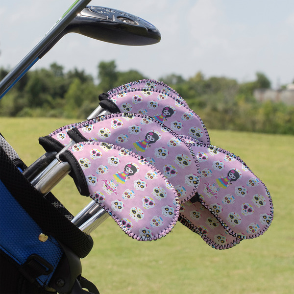 Custom Kids Sugar Skulls Golf Club Iron Cover - Set of 9 (Personalized)