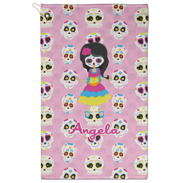Custom Kids Sugar Skulls Golf Towel - Poly-Cotton Blend - Large w/ Name or Text