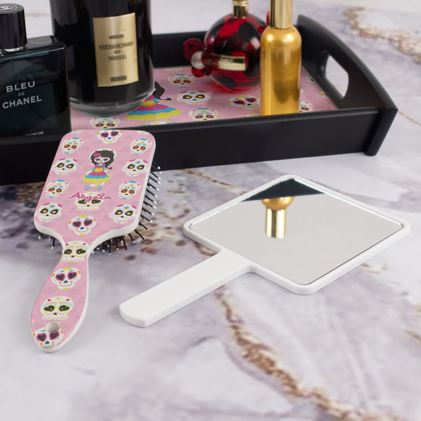 Kids Sugar Skulls Hair Brush - With Hand Mirror