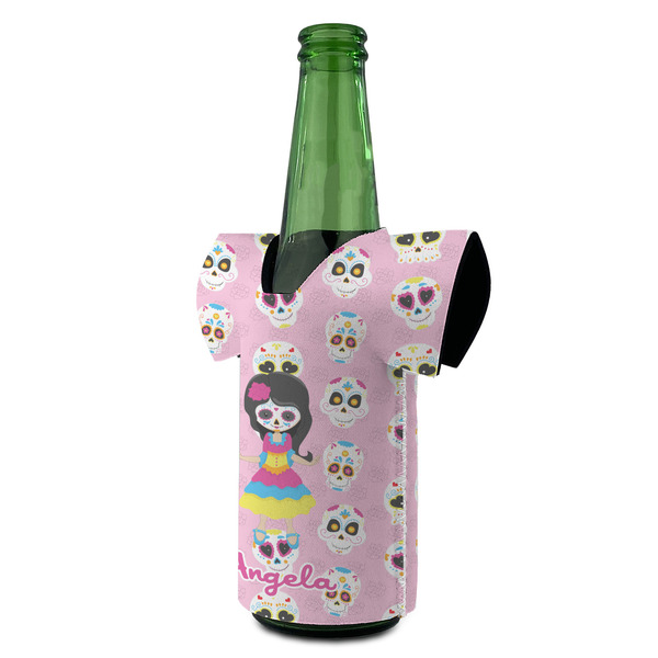 Kids Sugar Skulls Jersey Bottle Cooler - ANGLE (on bottle)