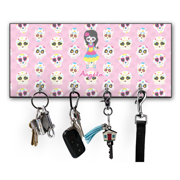 Custom Kids Sugar Skulls Key Hanger w/ 4 Hooks w/ Graphics and Text