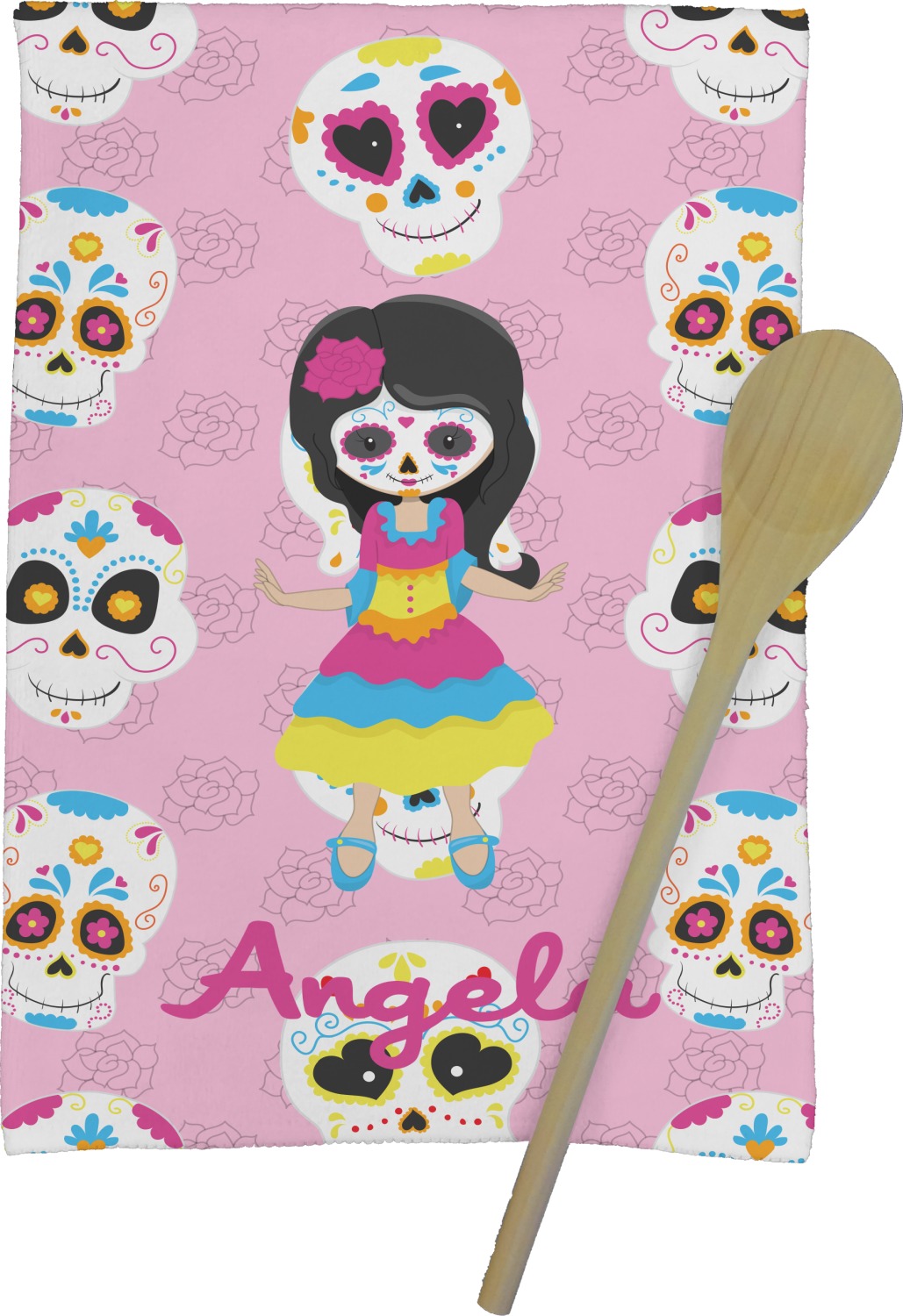 Kids Sugar Skulls Kitchen Towel Full Print Personalized