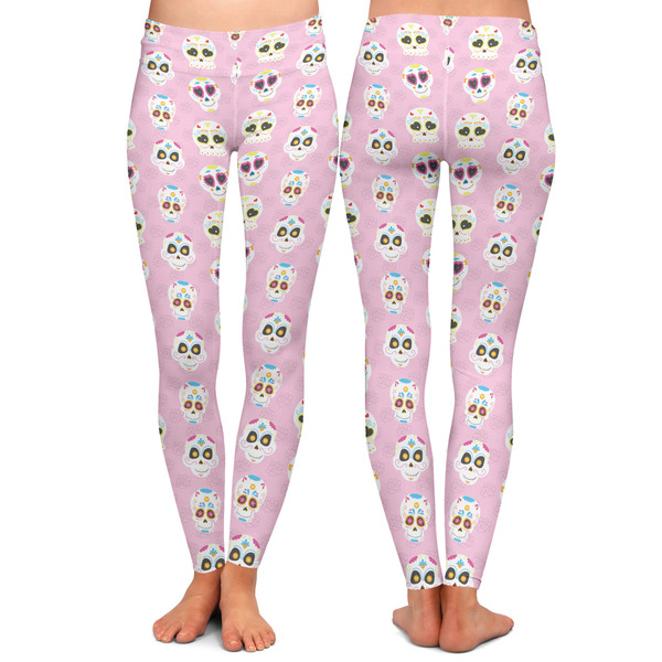 Kids Sugar Skulls Ladies Leggings - Front and Back