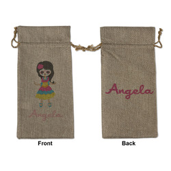 Kids Sugar Skulls Large Burlap Gift Bag - Front & Back (Personalized)