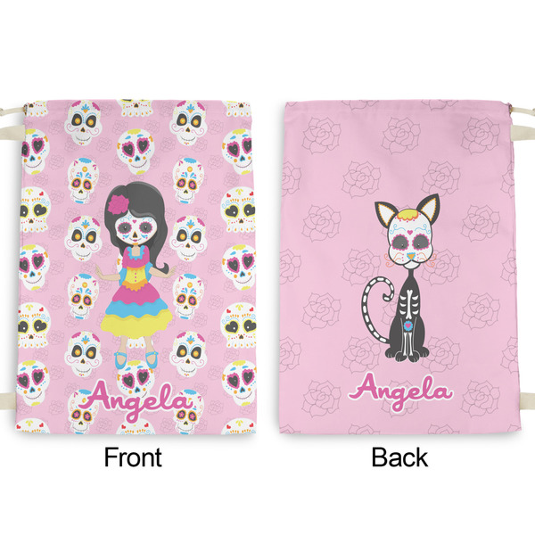 Kids Sugar Skulls Large Laundry Bag - Front & Back View