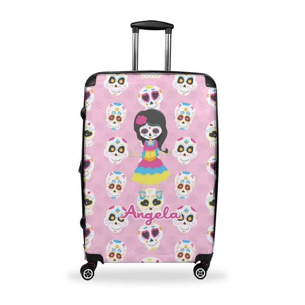 Custom Kids Sugar Skulls Suitcase - 28" Large - Checked w/ Name or Text