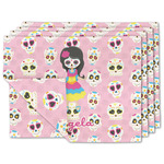 Kids Sugar Skulls Double-Sided Linen Placemat - Set of 4 w/ Name or Text