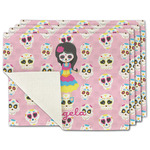 Kids Sugar Skulls Single-Sided Linen Placemat - Set of 4 w/ Name or Text