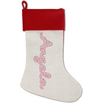 Kids Sugar Skulls Red Linen Stocking (Personalized)