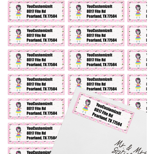 Kids Sugar Skulls Mailing Label on Envelope - Multiple Labels