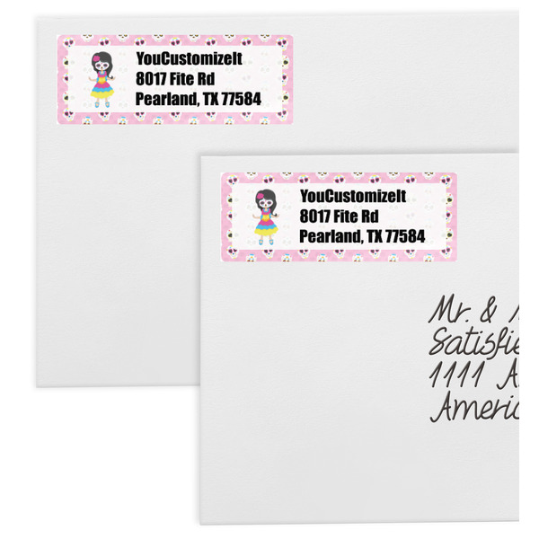 Kids Sugar Skulls Mailing Labels - Double Stack Close Up