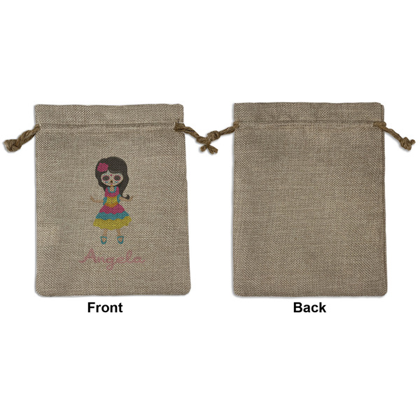 Kids Sugar Skulls Medium Burlap Gift Bag - Front Approval