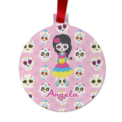 Kids Sugar Skulls Metal Ball Ornament - Double Sided w/ Name or Text