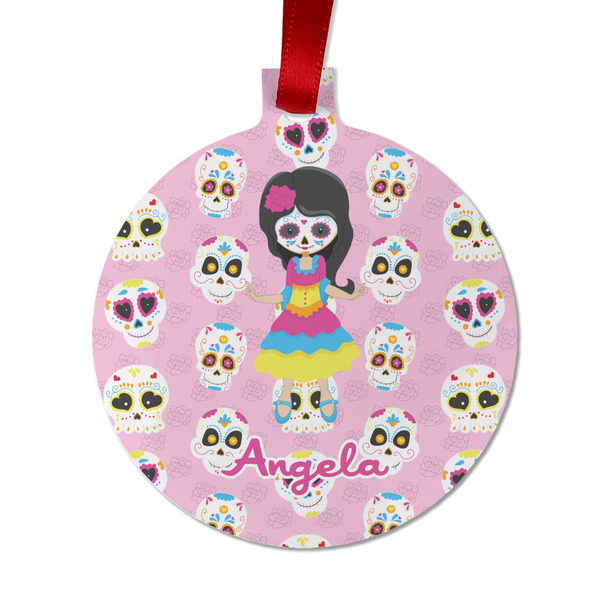 Custom Kids Sugar Skulls Metal Ball Ornament - Double Sided w/ Name or Text