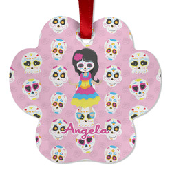 Kids Sugar Skulls Metal Paw Ornament - Double Sided w/ Name or Text