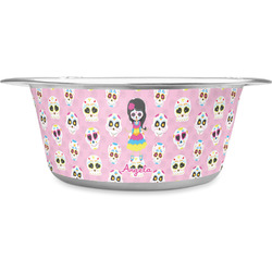 Kids Sugar Skulls Stainless Steel Dog Bowl - Small (Personalized)