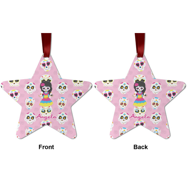 Kids Sugar Skulls Metal Star Ornament - Front and Back