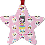 Kids Sugar Skulls Metal Star Ornament - Double Sided w/ Name or Text