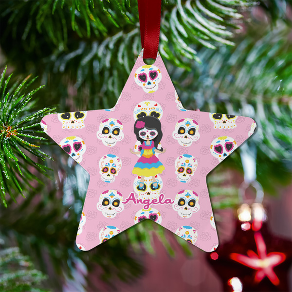 Kids Sugar Skulls Metal Star Ornament - Lifestyle