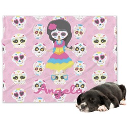 Kids Sugar Skulls Dog Blanket - Large (Personalized)