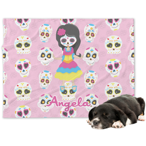 Custom Kids Sugar Skulls Dog Blanket (Personalized)