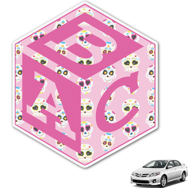 Custom Kids Sugar Skulls Monogram Car Decal (Personalized)