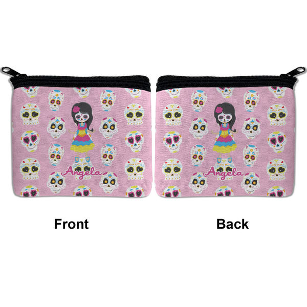 Kids Sugar Skulls Neoprene Coin Purse - Front & Back (APPROVAL)