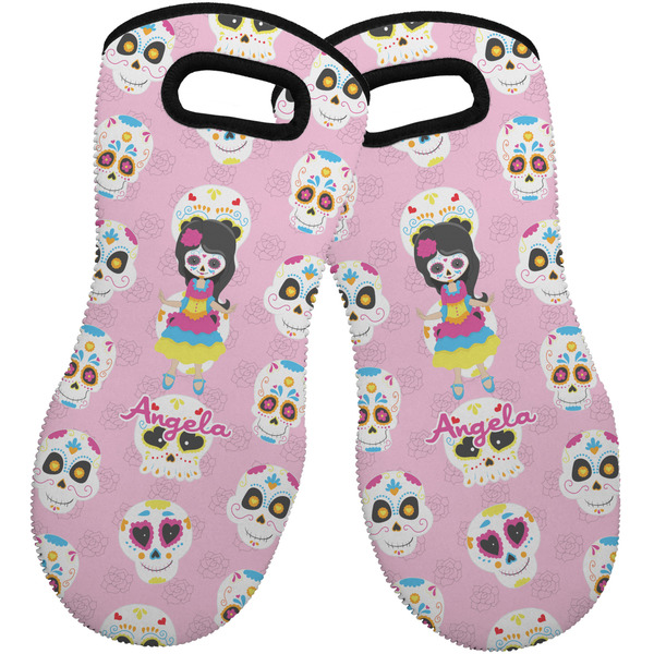 Custom Kids Sugar Skulls Neoprene Oven Mitts - Set of 2 w/ Name or Text