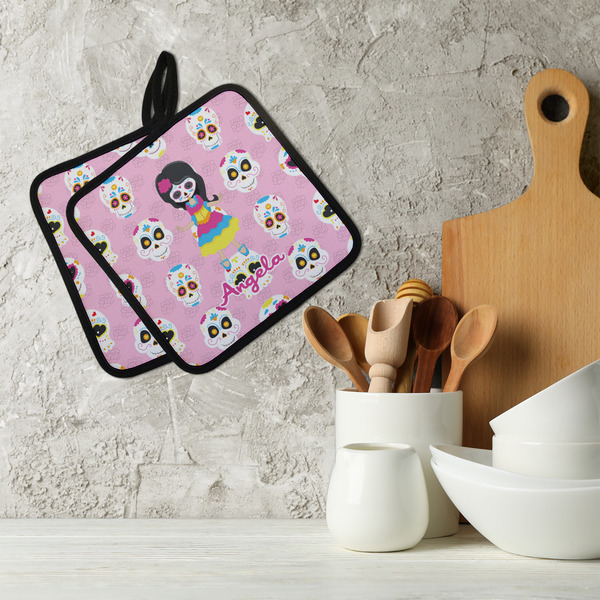 Kids Sugar Skulls Neoprene Pot Holder - Set of 2  LIFESTYLE