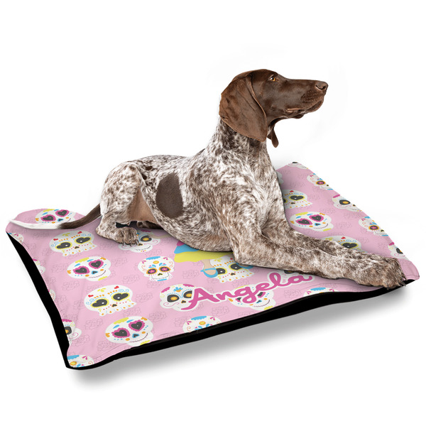 Kids Sugar Skulls Outdoor Dog Beds - Large - IN CONTEXT
