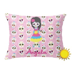 Kids Sugar Skulls Outdoor Throw Pillow (Rectangular) (Personalized)