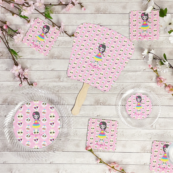 Kids Sugar Skulls Party Supplies Combination Image - All items - Plates, Coasters, Fans