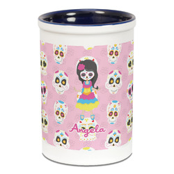 Kids Sugar Skulls Ceramic Pencil Holders - Blue