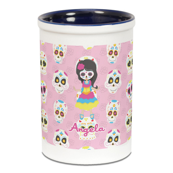 Kids Sugar Skulls Pencil Holder - Blue