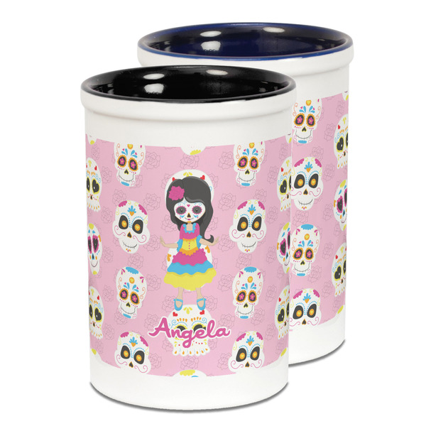 Custom Kids Sugar Skulls Ceramic Pencil Holder - Large