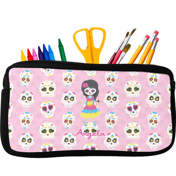 Custom Kids Sugar Skulls Neoprene Pencil Case (Personalized)