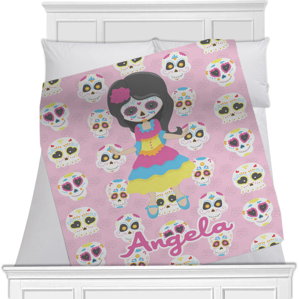 Custom Kids Sugar Skulls Minky Blanket - Twin / Full - 80"x60" - Double Sided (Personalized)