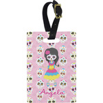 Kids Sugar Skulls Plastic Luggage Tag - Rectangular w/ Name or Text