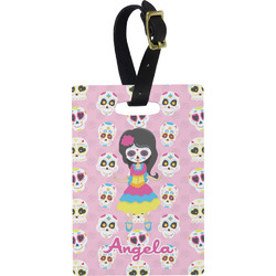 Kids Sugar Skulls Plastic Luggage Tag - Rectangular w/ Name or Text