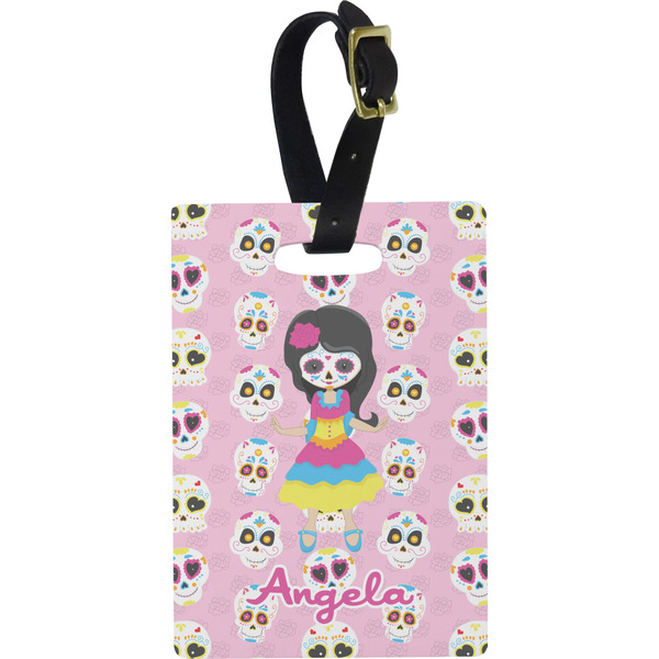 Custom Kids Sugar Skulls Plastic Luggage Tag - Rectangular w/ Name or Text