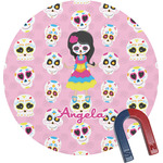 Kids Sugar Skulls Round Fridge Magnet (Personalized)