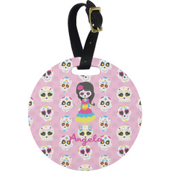 Kids Sugar Skulls Plastic Luggage Tag - Round (Personalized)