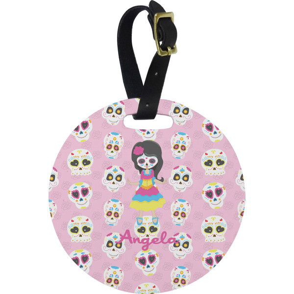 Custom Kids Sugar Skulls Plastic Luggage Tag - Round (Personalized)
