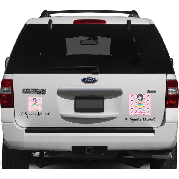 Kids Sugar Skulls Personalized Square Car Magnets on Ford Explorer