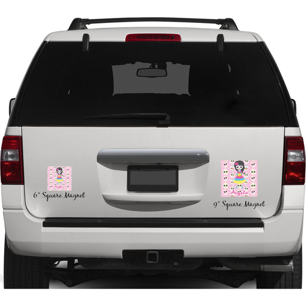 Kids Sugar Skulls Personalized Square Car Magnets on Ford Explorer