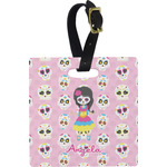 Kids Sugar Skulls Plastic Luggage Tag - Square w/ Name or Text