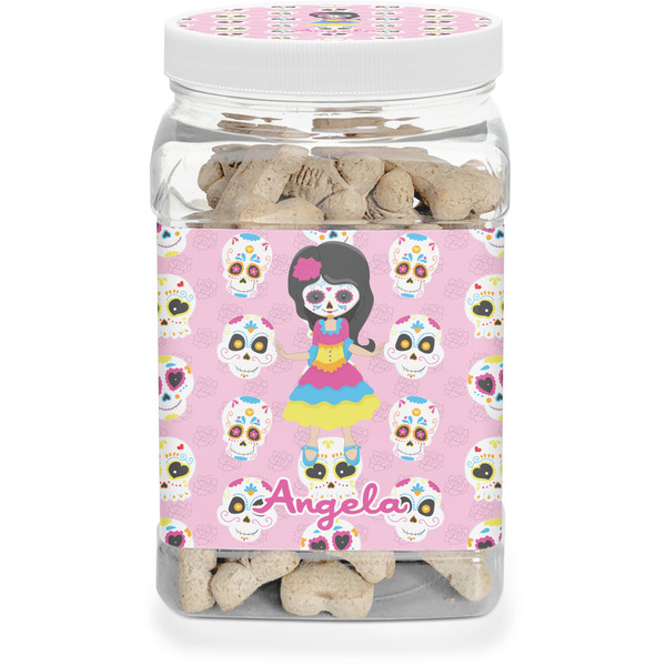 Custom Kids Sugar Skulls Dog Treat Jar (Personalized)