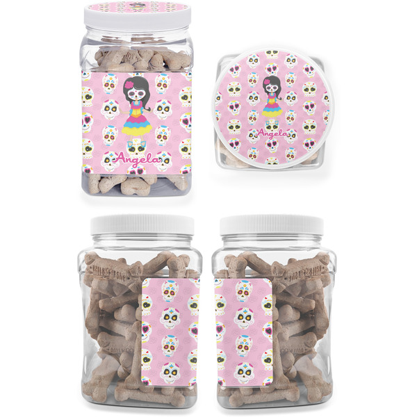 Kids Sugar Skulls Pet Treat Jar - Multiple Angles