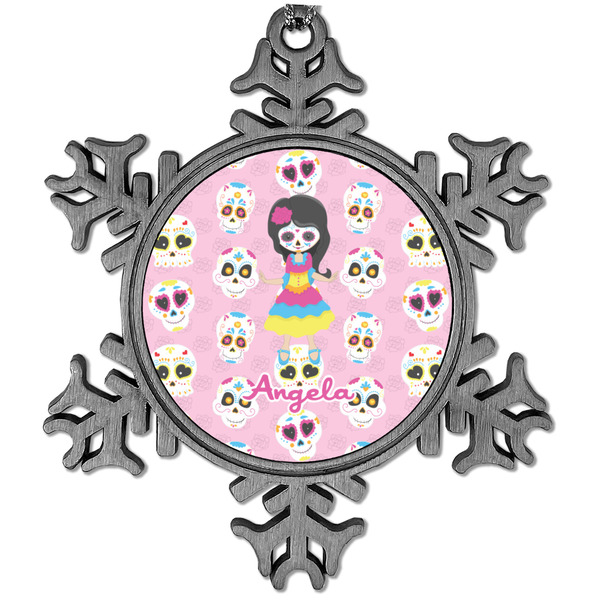 Custom Kids Sugar Skulls Vintage Snowflake Ornament (Personalized)