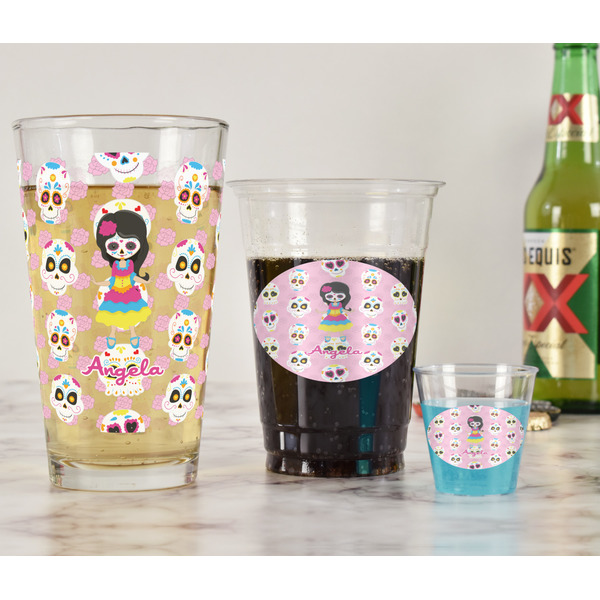 Kids Sugar Skulls Pint Glass - Full Fill w Transparency - In Context
